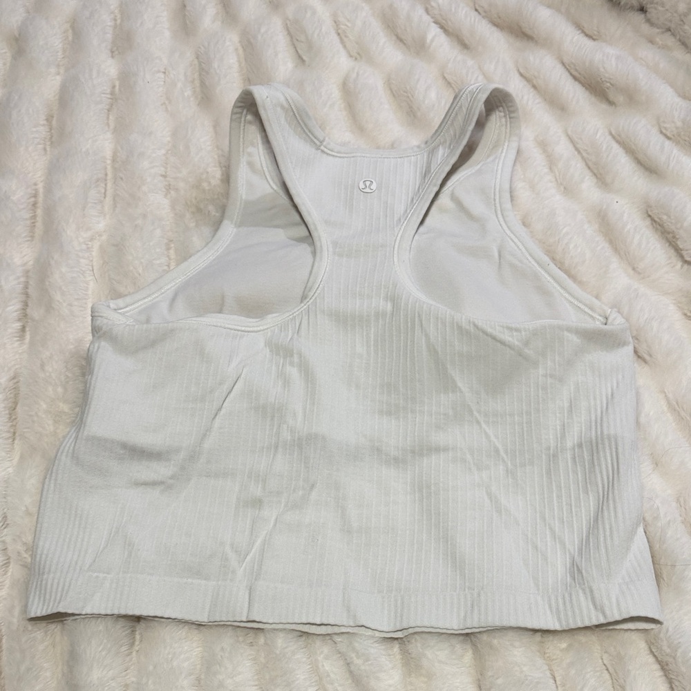 White Lululemon Ribbed Tank Top - Picture 3 of 4